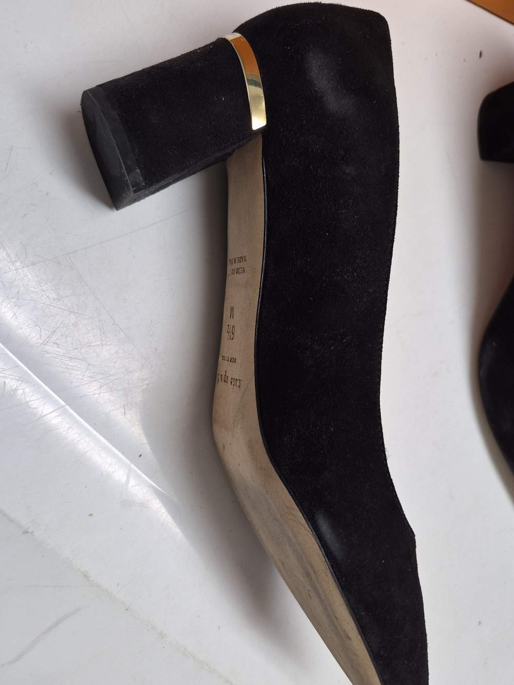 Kate Spade Black Suede Pointed-Toe Block Heel Pumps - Picture 7 of 15